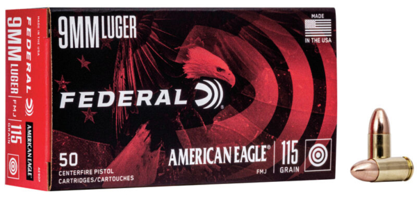 Federal 9mm luger 115 gr FMJ, American Eagle
