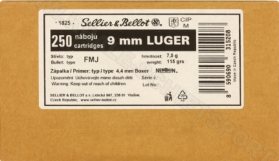 Sellior Bellot 9MM Luger, FMJ, 115 Gr Bulk