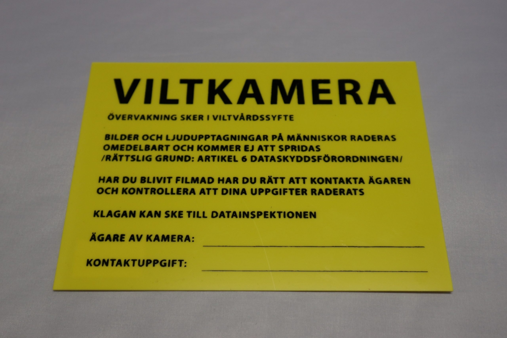 Skylt, Viltkamera