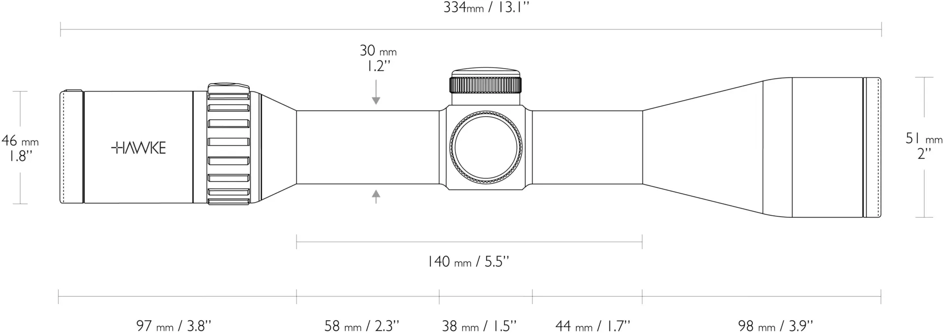 Kikarsikte Hawke Endurance 30 FD 2-12×50 LR2, svart